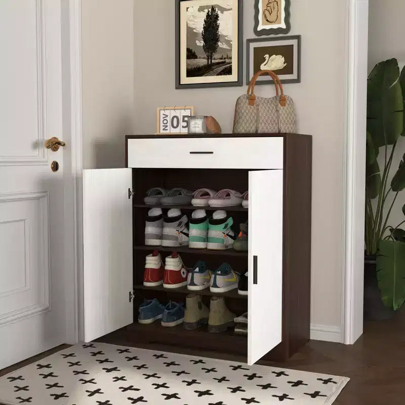 Étagère à chaussures autoportante en bois à 4 niveaux | Tablettes réglables, Meuble de rangement pour chaussures