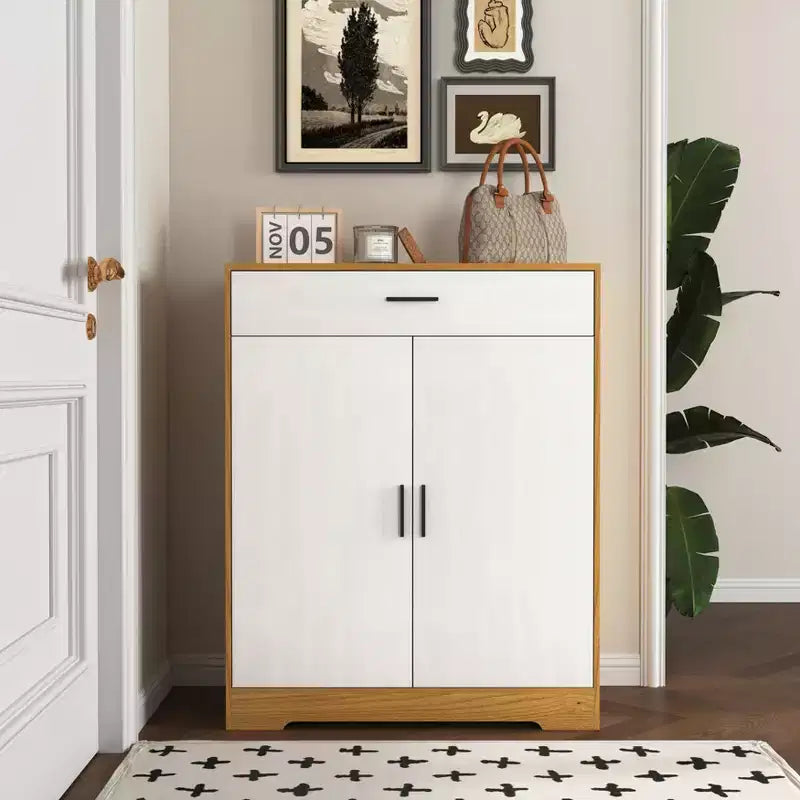 Étagère à chaussures autoportante en bois à 4 niveaux | Tablettes réglables, Meuble de rangement pour chaussures