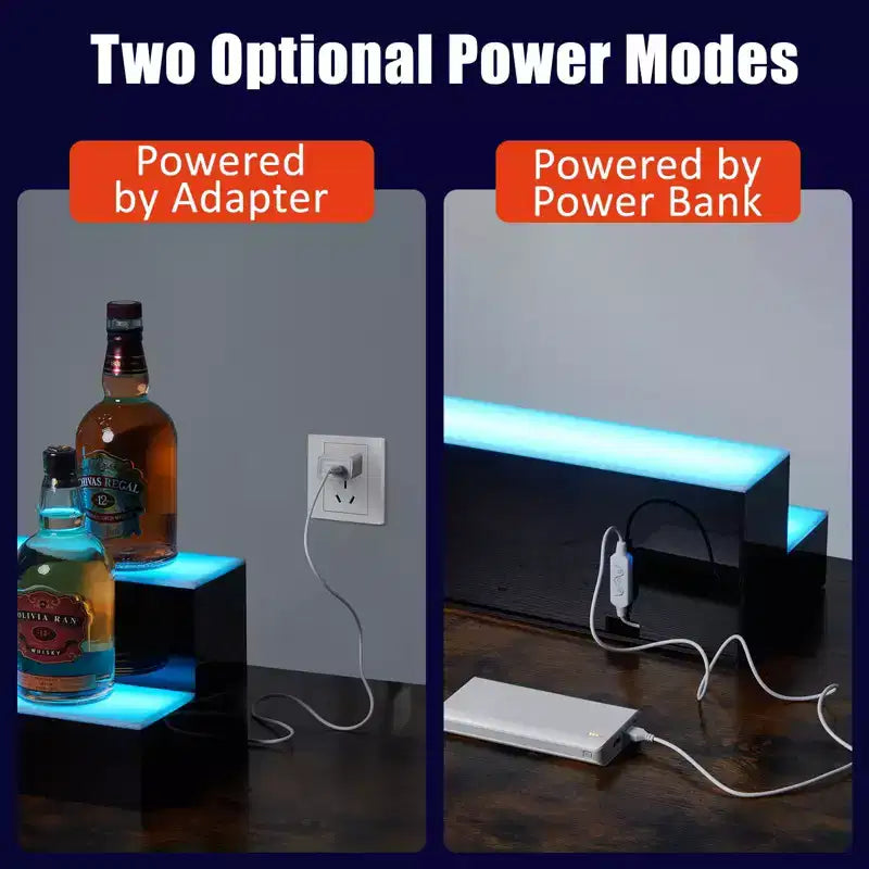 Étagère à Liqueurs Lumineuse LED 2/3/4 Niveaux | Présentoir à Bouteilles Rétroéclairé en Acrylique, Télécommande/Application