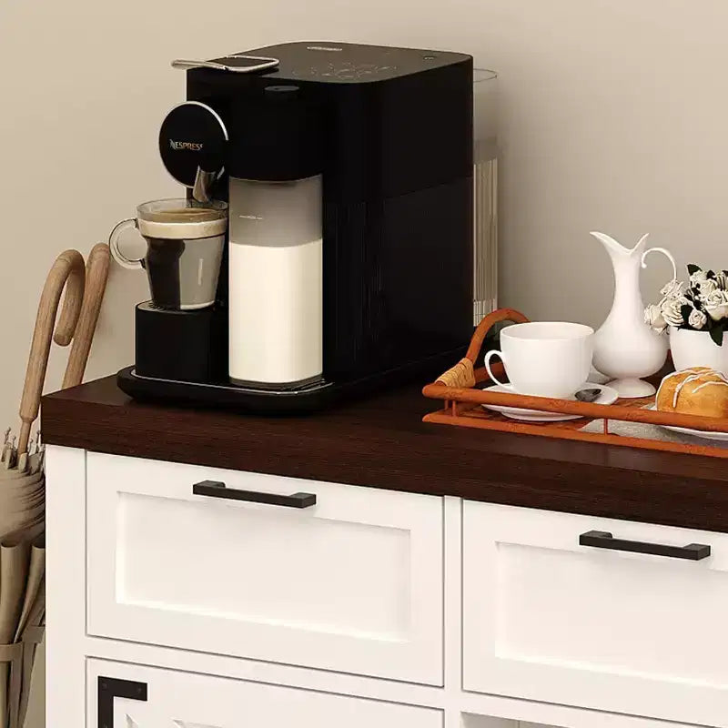 Buffet bahut cannelé moderne avec rangement | Tiroirs et étagères réglables