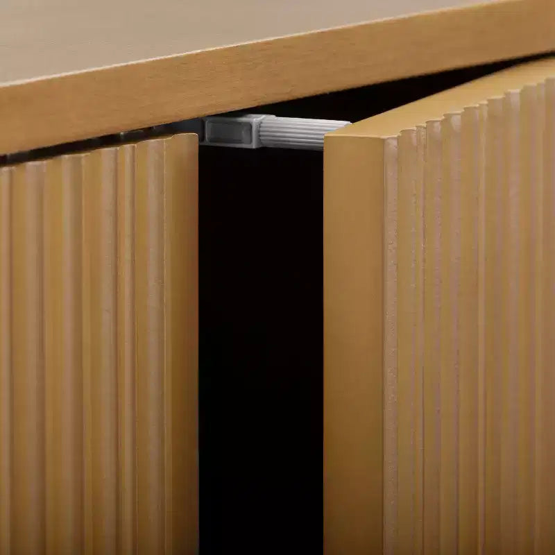 Meuble de rangement bohème moderne en lin | Bois massif et façades cannelées