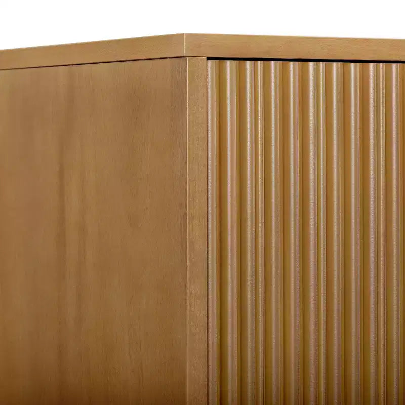 Meuble de rangement bohème moderne en lin | Bois massif et façades cannelées