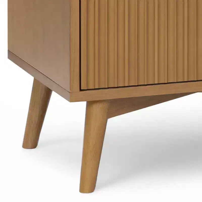 Meuble de rangement bohème moderne en lin | Bois massif et façades cannelées