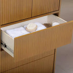 Meuble de rangement bohème moderne en lin | Bois massif et façades cannelées