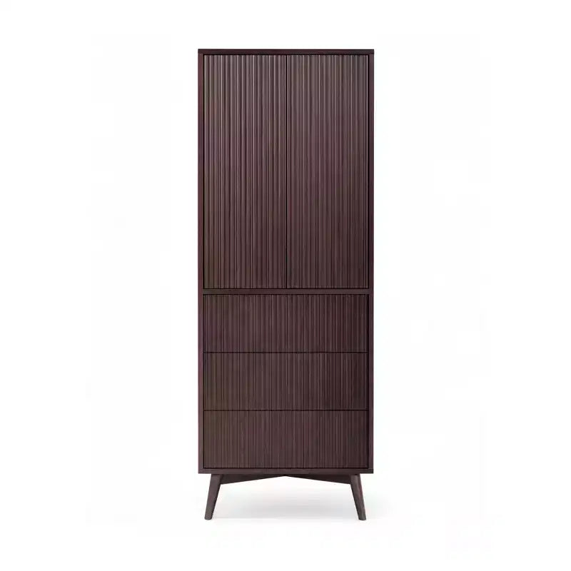 Meuble de rangement bohème moderne en lin | Bois massif et façades cannelées