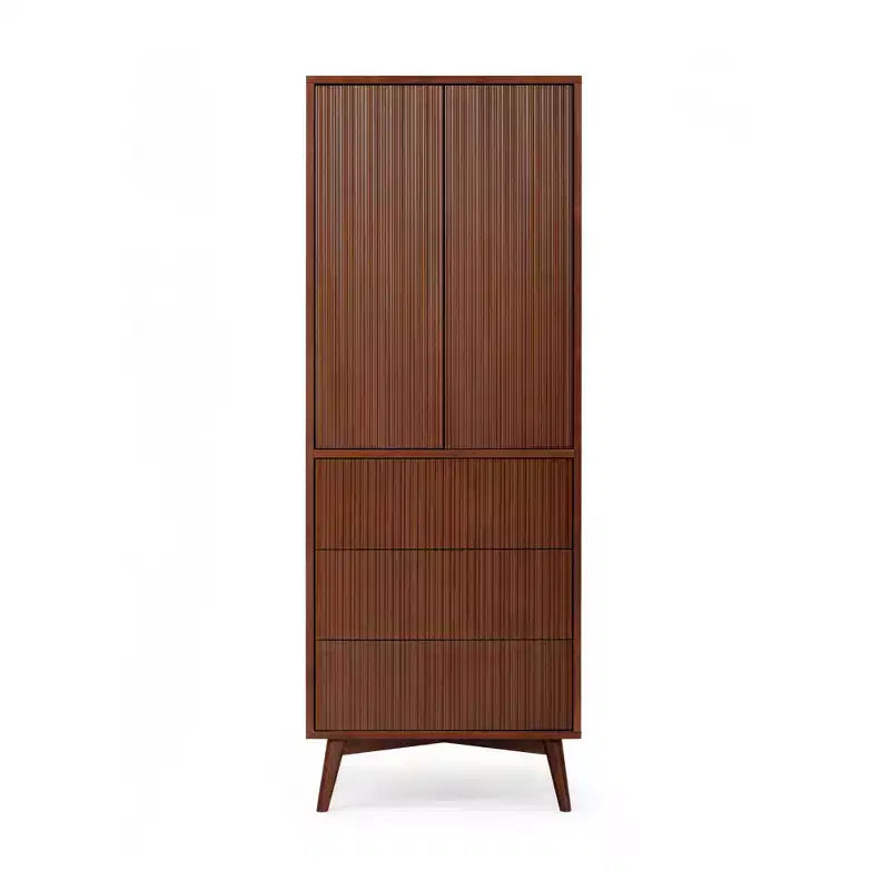 Meuble de rangement bohème moderne en lin | Bois massif et façades cannelées