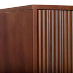 Meuble de rangement bohème moderne en lin | Bois massif et façades cannelées
