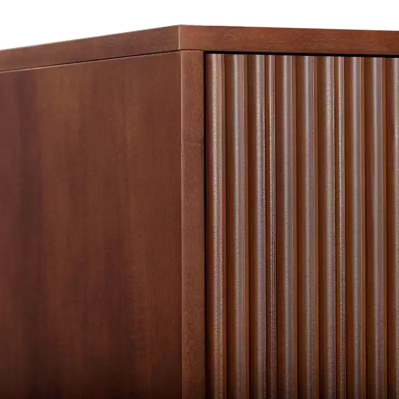 Meuble de rangement bohème moderne en lin | Bois massif et façades cannelées