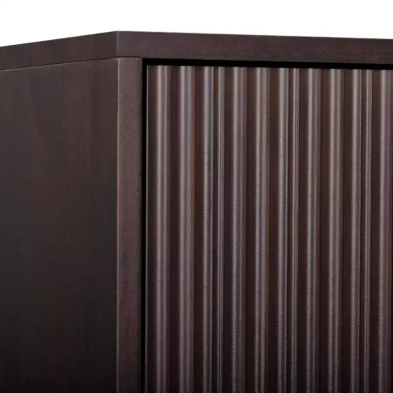 Meuble de rangement bohème moderne en lin | Bois massif et façades cannelées