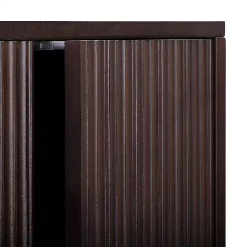 Meuble de rangement bohème moderne en lin | Bois massif et façades cannelées