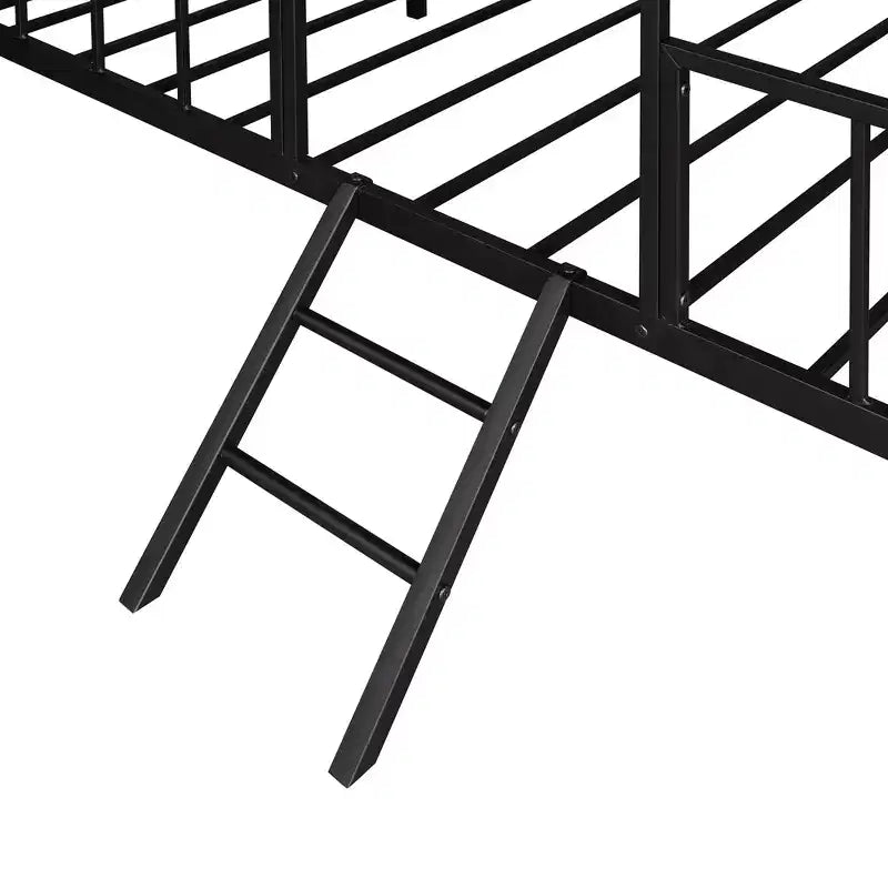 Cadre de lit plateforme double en métal | Style cabane basse, support à lattes pour enfants