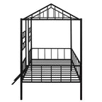 Cadre de lit plateforme double en métal | Style cabane basse, support à lattes pour enfants