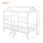Cadre de lit plateforme double en métal | Style cabane basse, support à lattes pour enfants
