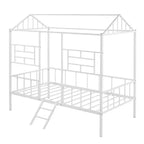 Cadre de lit plateforme double en métal | Style cabane basse, support à lattes pour enfants