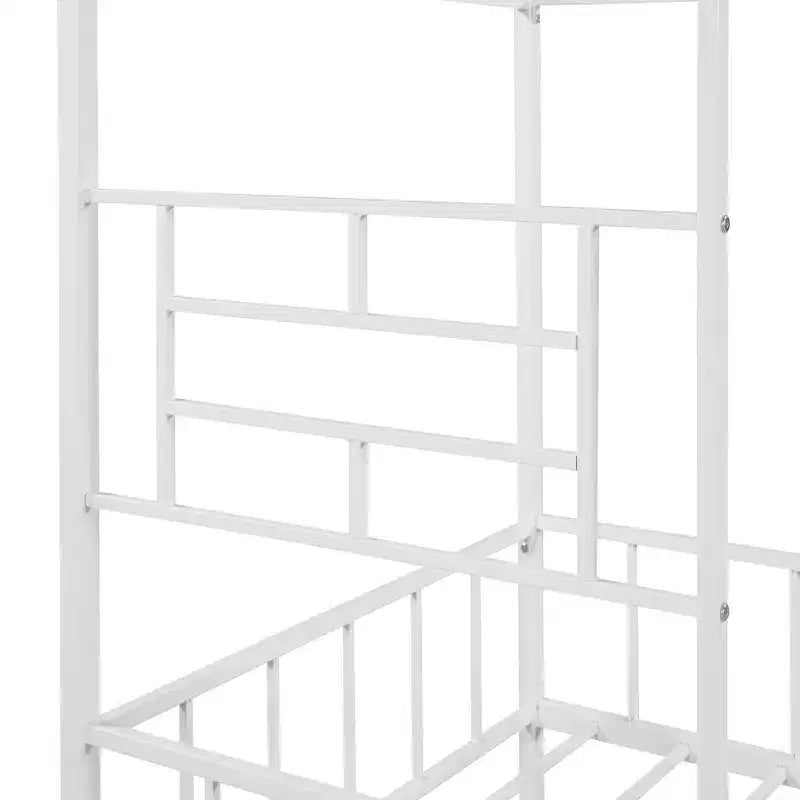 Cadre de lit plateforme double en métal | Style cabane basse, support à lattes pour enfants