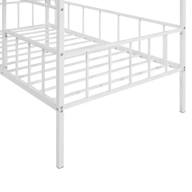 Cadre de lit plateforme double en métal | Style cabane basse, support à lattes pour enfants
