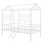 Cadre de lit plateforme double en métal | Style cabane basse, support à lattes pour enfants