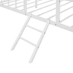Cadre de lit plateforme double en métal | Style cabane basse, support à lattes pour enfants