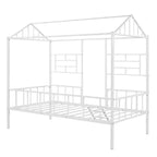 Cadre de lit plateforme double en métal | Style cabane basse, support à lattes pour enfants