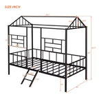 Cadre de lit plateforme double en métal | Style cabane basse, support à lattes pour enfants