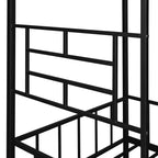 Cadre de lit plateforme double en métal | Style cabane basse, support à lattes pour enfants