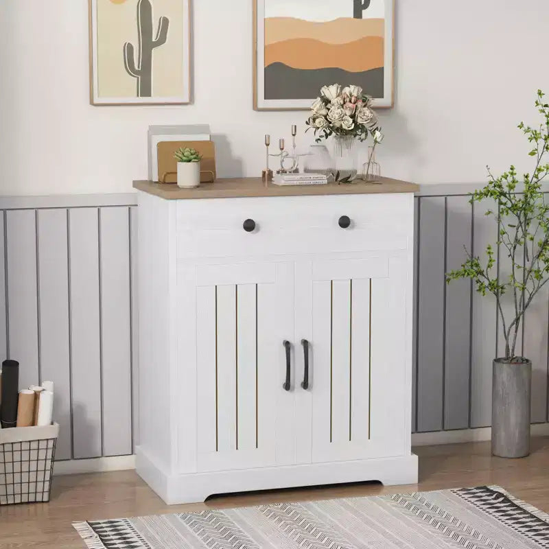 Meuble de rangement deux portes en aggloméré, peu encombrant | Organiseur de maison compact