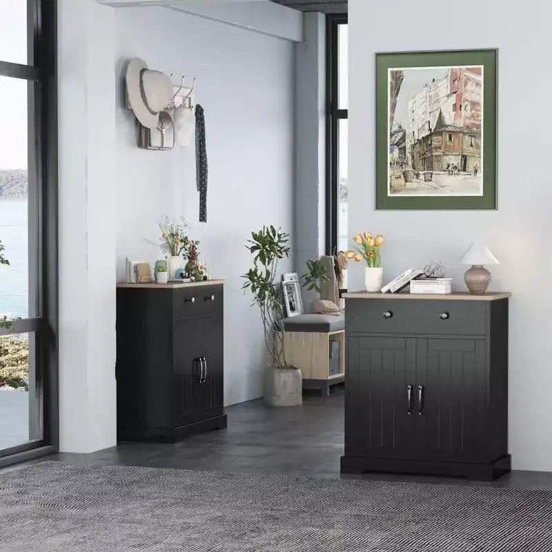 Meuble de rangement deux portes en aggloméré, peu encombrant | Organiseur de maison compact