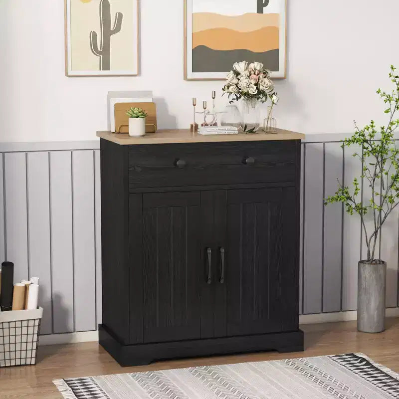 Meuble de rangement deux portes en aggloméré, peu encombrant | Organiseur de maison compact