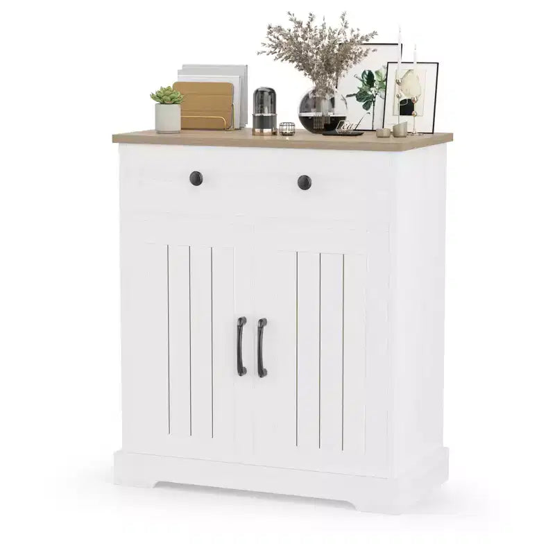 Meuble de rangement deux portes en aggloméré, peu encombrant | Organiseur de maison compact