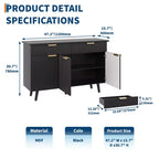Buffet moderne cannelé de 119 cm | 3 Portes, 2 Tiroirs, Étagères réglables