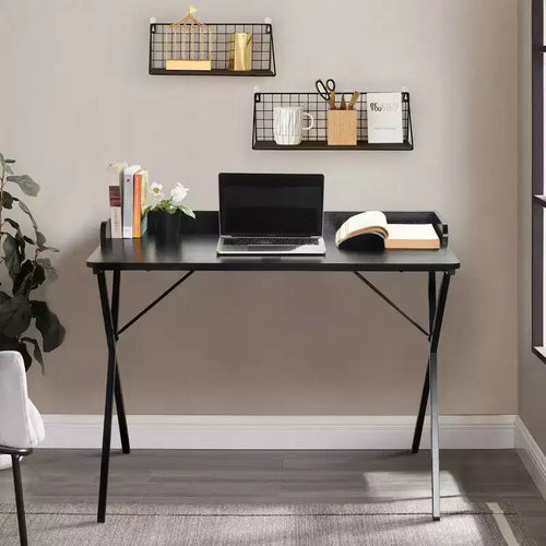 Bureau de jeu 40" | Cadre en métal robuste en forme de X, table d'écriture pour bureau à domicile noir