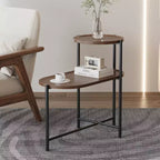 Table basse ronde à 2 niveaux avec plateau de rangement | Table d'appoint ovale en bois