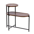 Table basse ronde à 2 niveaux avec plateau de rangement | Table d'appoint ovale en bois