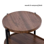 Table basse ronde à 2 niveaux avec plateau de rangement | Table d'appoint ovale en bois