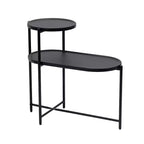Table basse ronde à 2 niveaux avec plateau de rangement | Table d'appoint ovale en bois