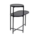 Table basse ronde à 2 niveaux avec plateau de rangement | Table d'appoint ovale en bois