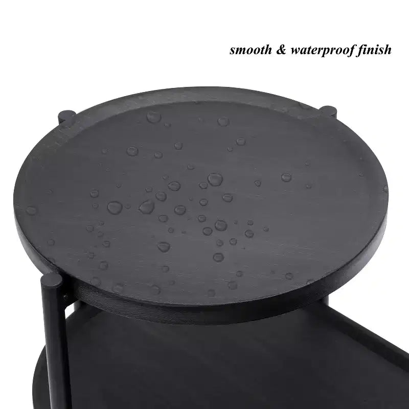 Table basse ronde à 2 niveaux avec plateau de rangement | Table d'appoint ovale en bois