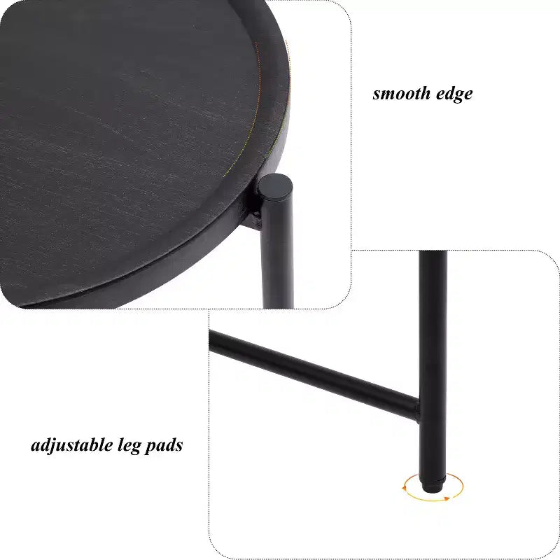 Table basse ronde à 2 niveaux avec plateau de rangement | Table d'appoint ovale en bois