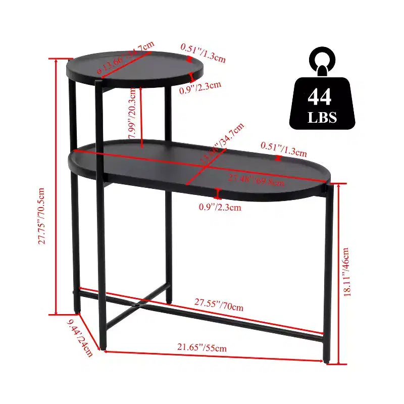Table basse ronde à 2 niveaux avec plateau de rangement | Table d'appoint ovale en bois