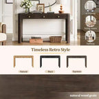 Console rustique et table d'entrée | 3 tiroirs dissimulés, pieds épais et robustes