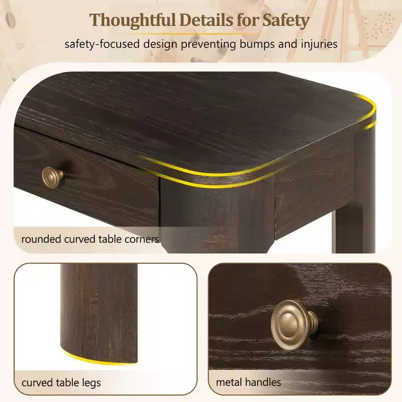 Console rustique et table d'entrée | 3 tiroirs dissimulés, pieds épais et robustes