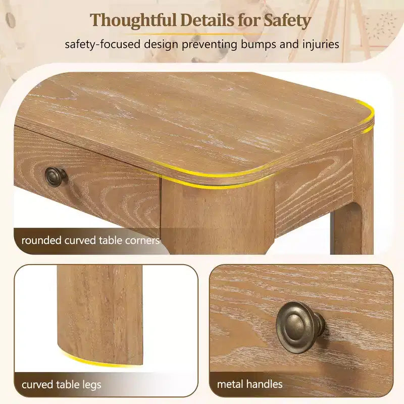 Console rustique et table d'entrée | 3 tiroirs dissimulés, pieds épais et robustes