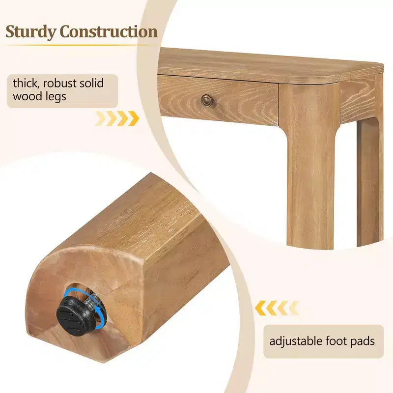 Console rustique et table d'entrée | 3 tiroirs dissimulés, pieds épais et robustes