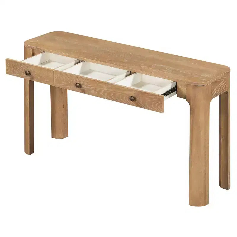 Console rustique et table d'entrée | 3 tiroirs dissimulés, pieds épais et robustes