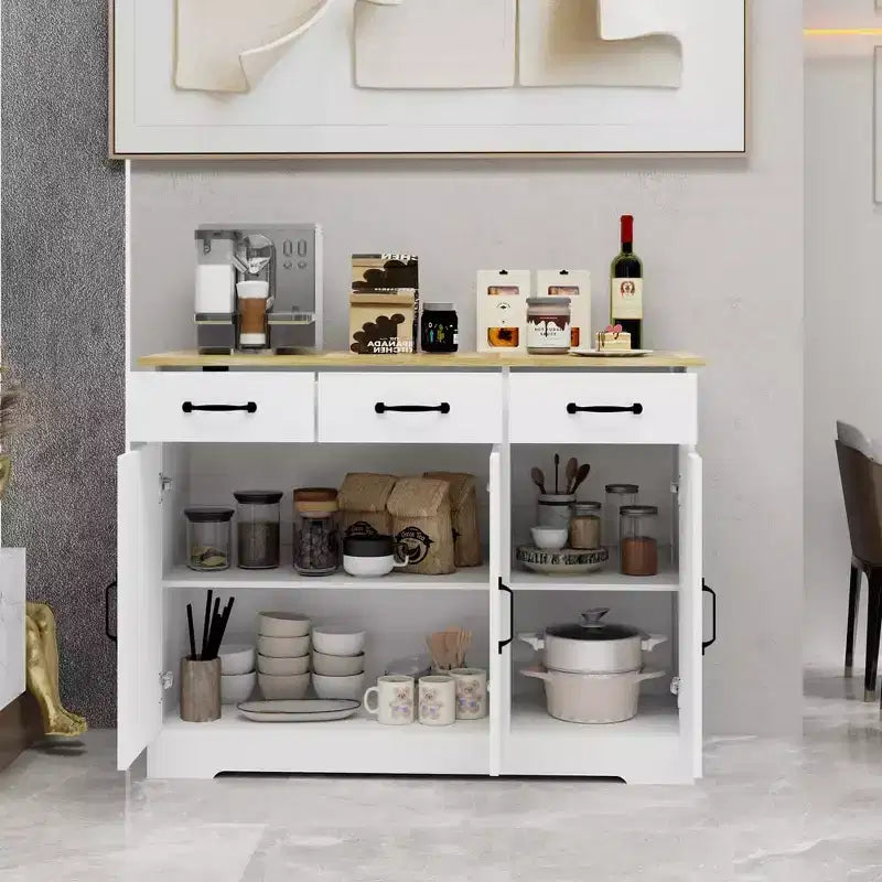 Buffet de ferme | 3 tiroirs, 3 portes, console et meuble à vin