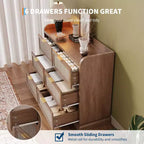 Armoire de rangement 6 tiroirs en osier | Style fermier, Plateau avec rebord surélevé