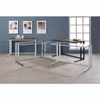 Bureau d'ordinateur en métal gris 28" | Étagère de rangement ouverte, bureau moderne