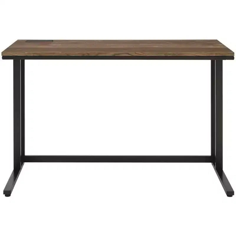 Bureau d'ordinateur en métal gris 28" | Étagère de rangement ouverte, bureau moderne