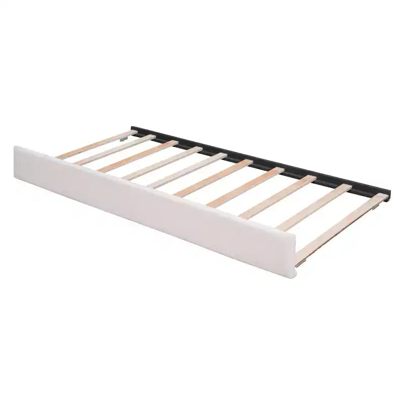Lit plate-forme capitonné pour lit double/grand lit avec lit gigogne | Polaire Teddy & Lumière LED