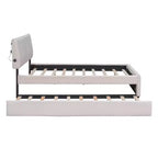 Lit plate-forme capitonné pour lit double/grand lit avec lit gigogne | Polaire Teddy & Lumière LED
